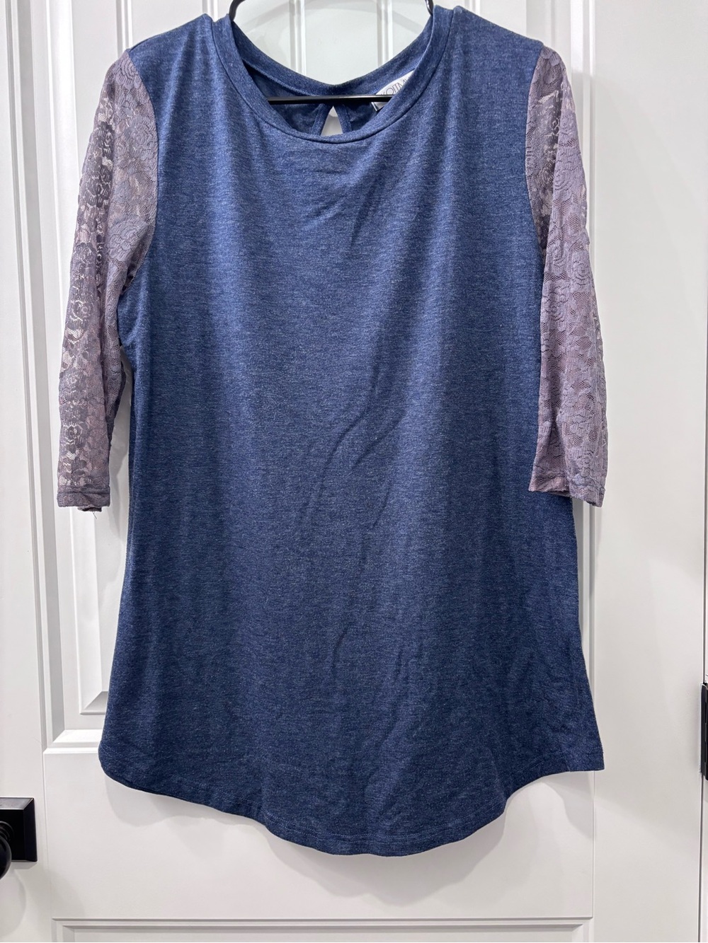 Women’s Navy Tunic with Lace 3/4 Sleeves